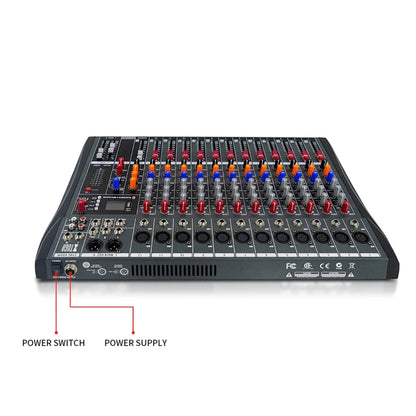 XTUGA CT120X 12-Channels Audio Mixer DJ Mixing Console with 48V Power Supply(UK Plug) - Live Sound Effects Processors by XTUGA | Online Shopping UK | buy2fix