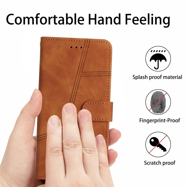 For OnePlus 13 Skin-feel Stitching Leather Phone Case(Brown) - OnePlus Cases by buy2fix | Online Shopping UK | buy2fix