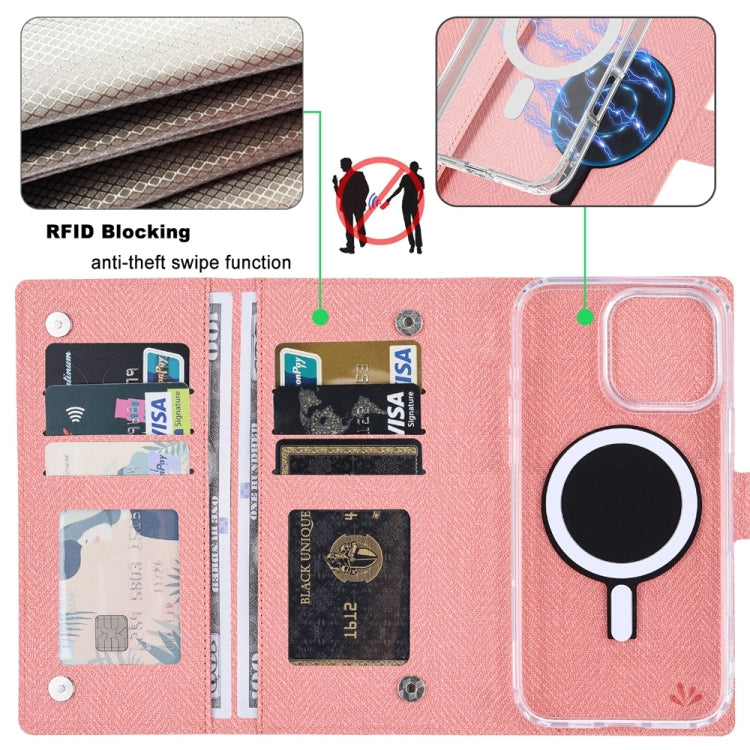 For iPhone 16 ViLi GBS-C Series MagSafe Magnetic RFID Leather Flip Phone Case(Pink) - iPhone 16 Cases by ViLi | Online Shopping UK | buy2fix