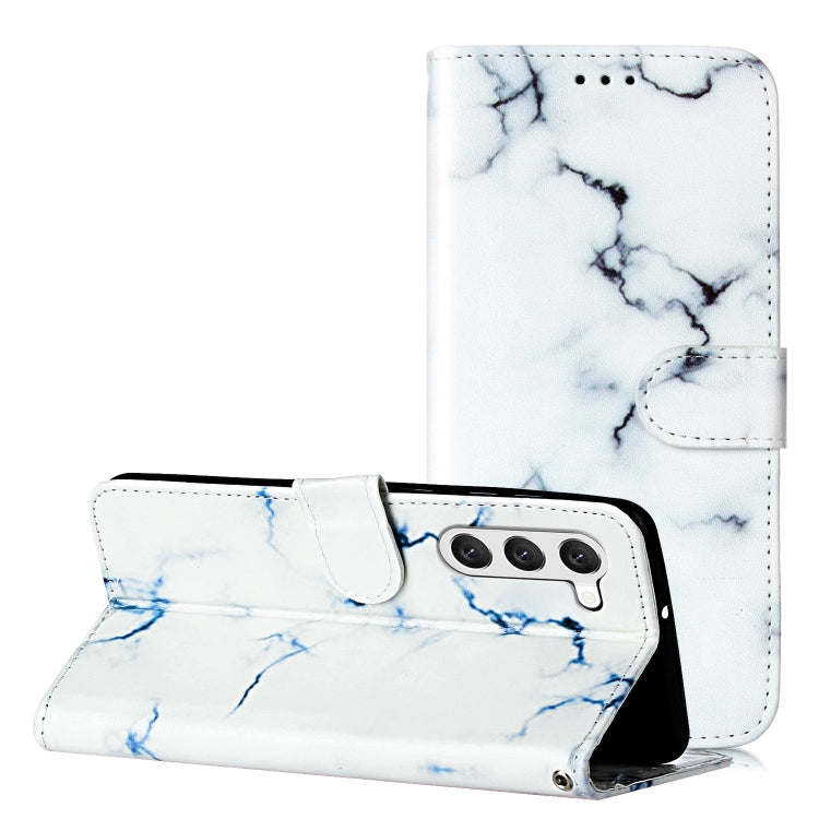 For Samsung Galaxy S25 5G Colored Drawing Marble Pattern Leather Phone Case(White Marble) - Galaxy S25 5G Cases by buy2fix | Online Shopping UK | buy2fix