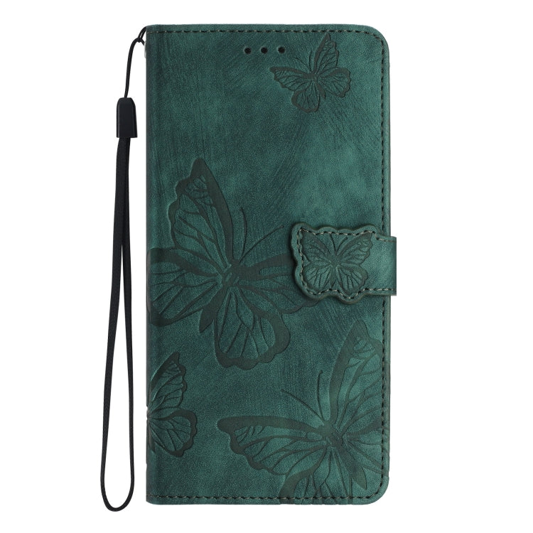 For Samsung Galaxy S25 Ultra 5G Skin-feel Embossed Butterfly Leather Phone Case(Green) - Galaxy S25 Ultra 5G Tempered Glass by buy2fix | Online Shopping UK | buy2fix