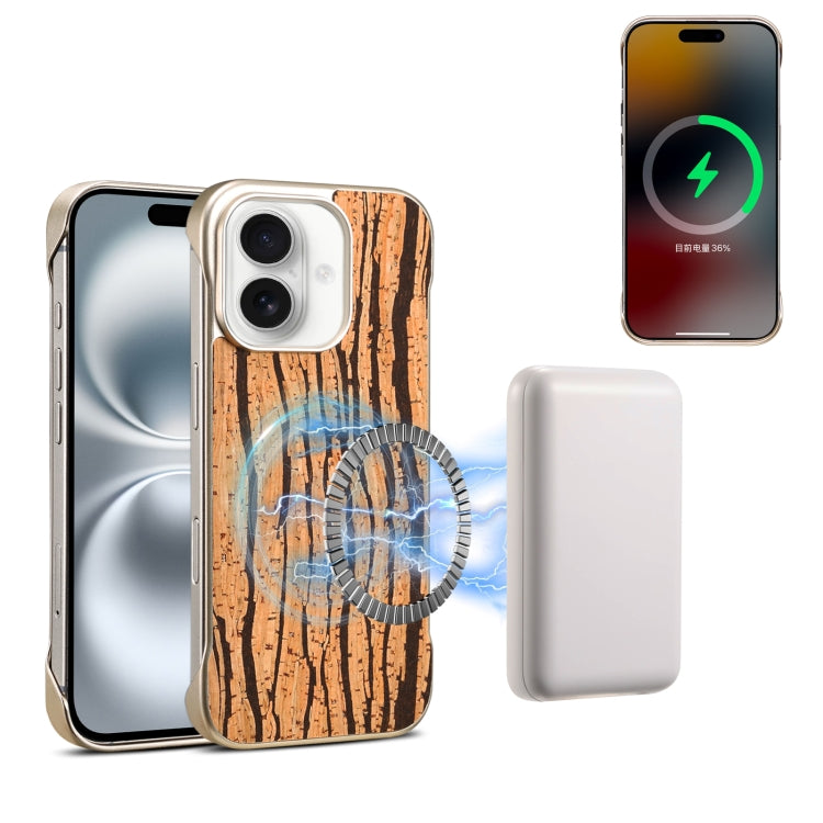 For iPhone 16 Denior A18 WoodenPaint MagSafe Phone Case(Tree Pattern) - iPhone 16 Cases by Denior | Online Shopping UK | buy2fix