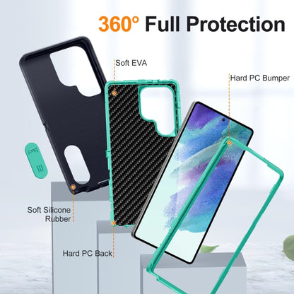 For Samsung Galaxy S25 Ultra 5G Rugged PC Hybrid Silicone Phone Case with Holder(Dark Blue+Light Green) - Galaxy S25 Ultra 5G Cases by buy2fix | Online Shopping UK | buy2fix