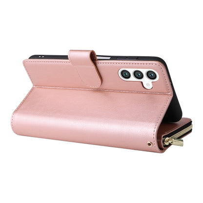 For Samsung Galaxy S25+ 5G 9-Card Slots Zipper Wallet Bag Leather Phone Case(Rose Gold) - Galaxy S25+ 5G Cases by buy2fix | Online Shopping UK | buy2fix