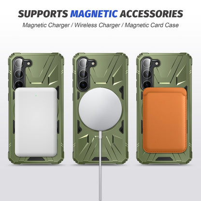 For Samsung Galaxy S25+ 5G MagSafe Magnetic Shockproof Phone Case with Ring Holder(Dark Green) - Galaxy S25+ 5G Cases by buy2fix | Online Shopping UK | buy2fix