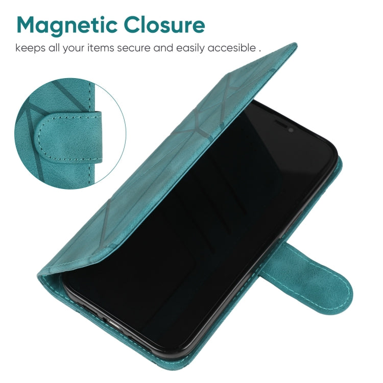 For Samsung Galaxy S25 Ultra 5G Skin Feel Geometric Lines Leather Phone Case(Green) - Galaxy S25 Ultra 5G Cases by buy2fix | Online Shopping UK | buy2fix