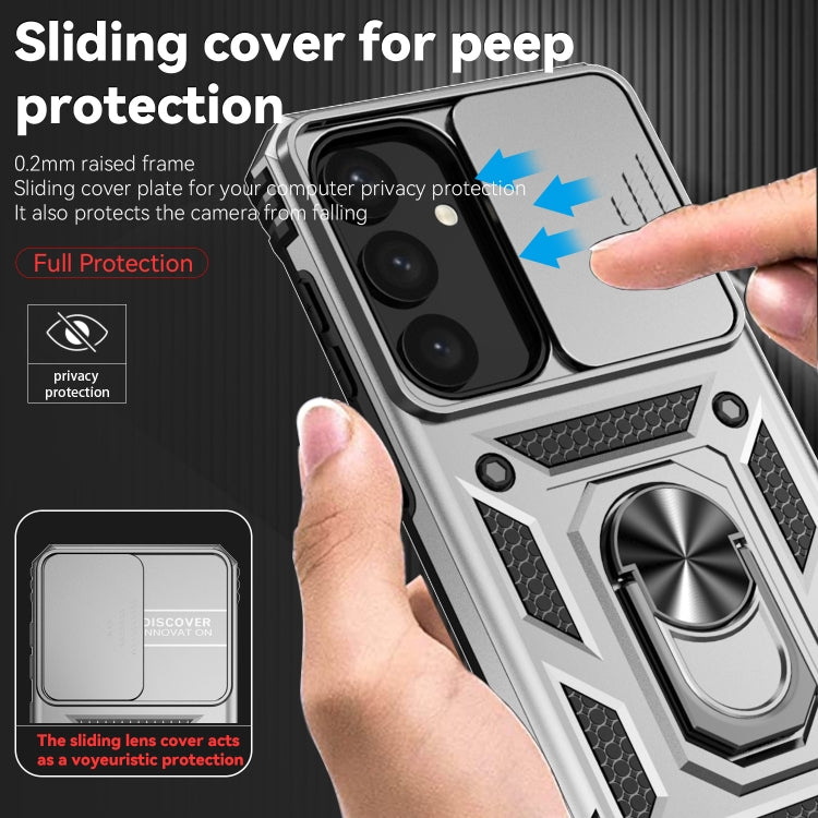 For Samsung Galaxy S25+ 5G Sliding Camshield Holder Phone Case(Silver) - Galaxy S25+ 5G Cases by buy2fix | Online Shopping UK | buy2fix