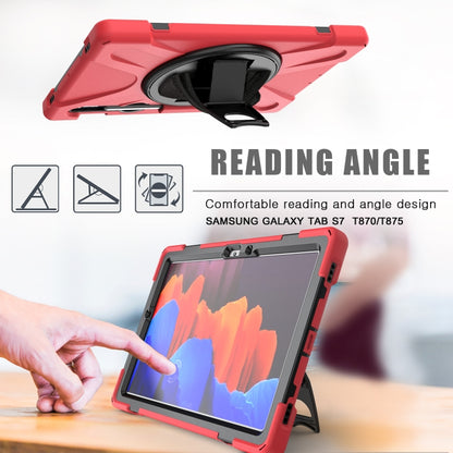 For Samsung Galaxy Tab S9 / Galaxy Tab S8 / Galaxy Tab S7 (2020) T870 Shockproof Colorful Silicone + PC Protective Case with Holder & Shoulder Strap & Hand Strap & Pen Slot(Red) - Galaxy Tab S8 Cases by buy2fix | Online Shopping UK | buy2fix