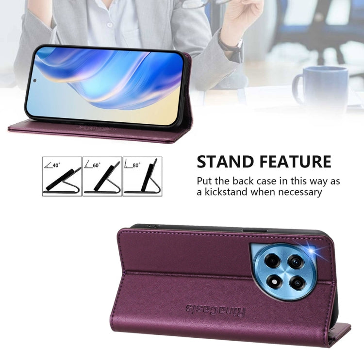 For OnePlus 12 Global RC01 Dual-Folded Magnetic Suction RFID Leather Phone Case(Violet) - OnePlus Cases by buy2fix | Online Shopping UK | buy2fix