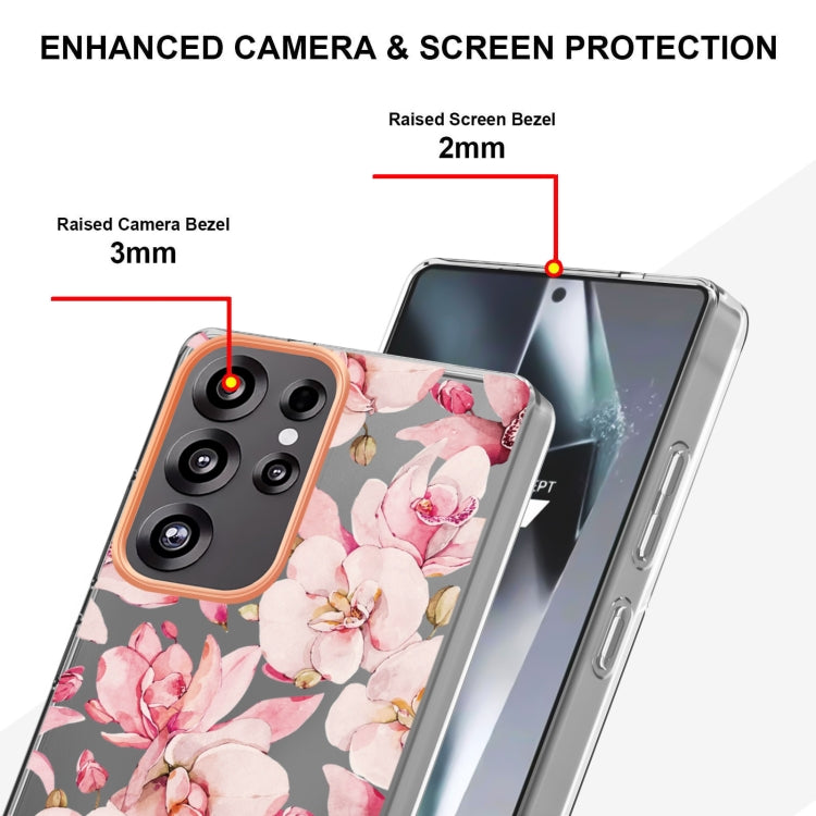 For Samsung Galaxy S25 Ultra 5G Flowers and Plants Series IMD TPU Phone Case(Pink Gardenia) - Galaxy S25 Ultra 5G Cases by buy2fix | Online Shopping UK | buy2fix