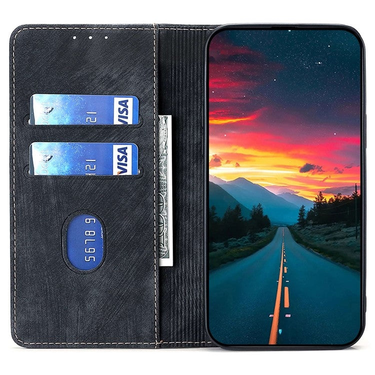 For Samsung Galaxy S25+ 5G RFID Anti-theft Brush Magnetic Leather Phone Case(Black) - Galaxy S25+ 5G Cases by buy2fix | Online Shopping UK | buy2fix