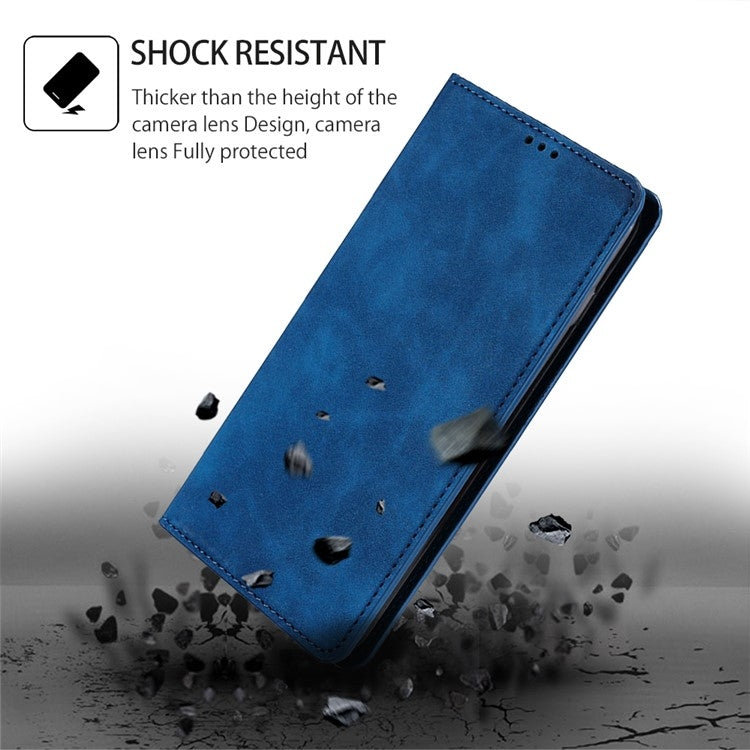 For Samsung Galaxy S25+ 5G Skin Feel Magnetic Leather Phone Case(Blue) - Galaxy S25+ 5G Cases by buy2fix | Online Shopping UK | buy2fix