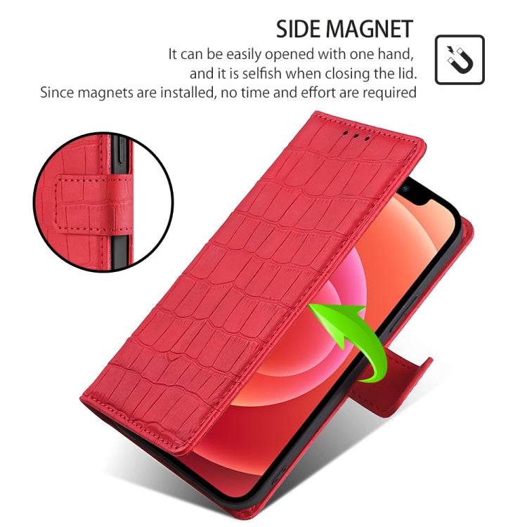 For Samsung Galaxy S25 Ultra 5G Skin Feel Crocodile Magnetic Clasp Leather Phone Case(Red) - Galaxy S25 Ultra 5G Cases by buy2fix | Online Shopping UK | buy2fix