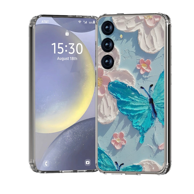 For Samsung Galaxy S25+ 5G IMD Double Piece Simple Fresh Shockproof Phone Case(Blue Butterfly) - Galaxy S25+ 5G Cases by buy2fix | Online Shopping UK | buy2fix