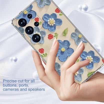 For Samsung Galaxy S25 Ultra 5G IMD Double Piece Simple Fresh Shockproof Phone Case(Blue Flower) - Galaxy S25 Ultra 5G Cases by buy2fix | Online Shopping UK | buy2fix