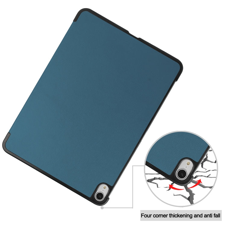 For iPad Air 11 2024 / 2022 / 2020 10.9 Custer Texture Horizontal Flip Leather Case with Three-folding Holder & Sleep / Wake-up Function(Dark Green) - iPad Air (2022) / (2020) 10.9 Cases by buy2fix | Online Shopping UK | buy2fix