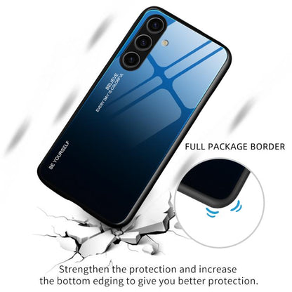 For Samsung Galaxy S25+ 5G Gradient Color Glass Phone Case(Blue Black) - Galaxy S25+ 5G Cases by buy2fix | Online Shopping UK | buy2fix