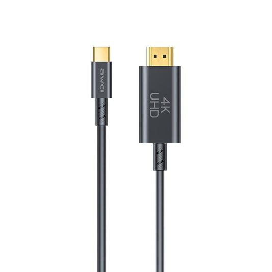 awei CL-212T USB-C / Type-C to HDMI 4K 30Hz HD Adapter Cable, Length:1.8m(Black) - Cable by awei | Online Shopping UK | buy2fix