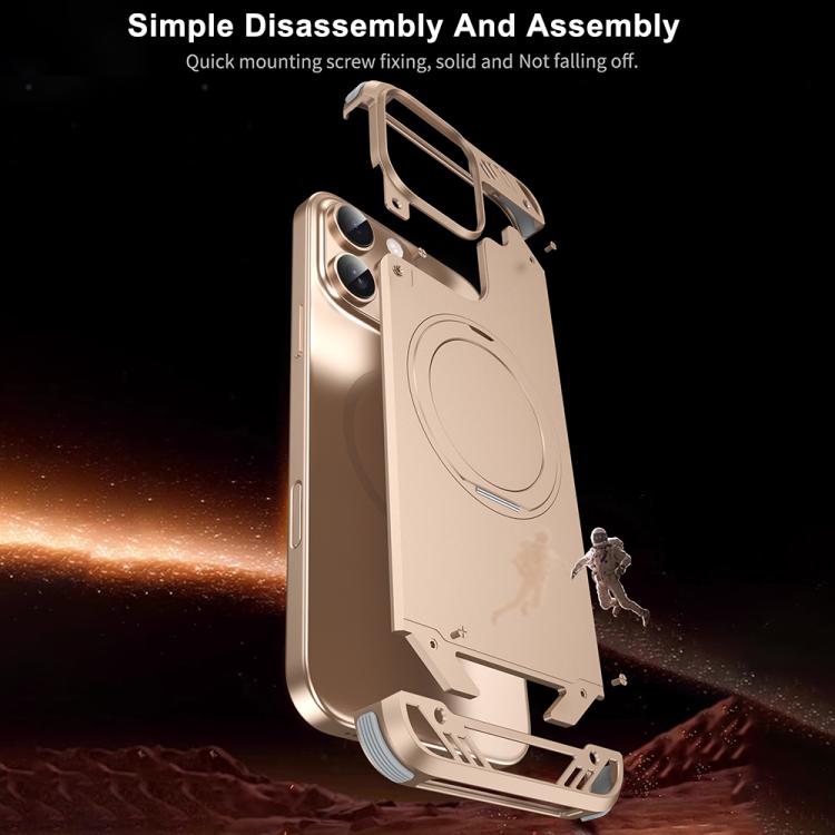 For iPhone 16 Plus R-JUST RJ63-1 Frameless Aroma Mecha MagSafe Holder Phone Case(Titanium) - iPhone 16 Plus Cases by R-JUST | Online Shopping UK | buy2fix