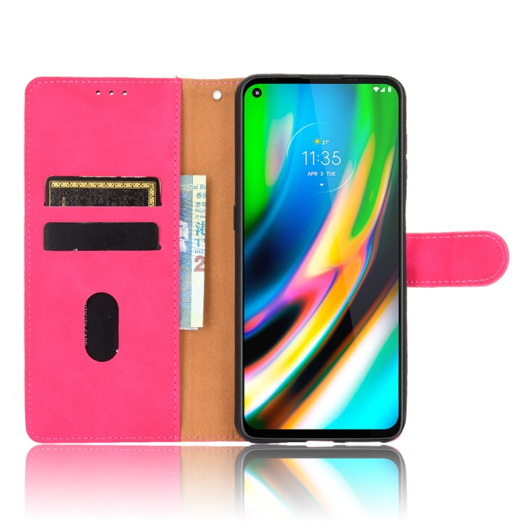 For Motorola Moto G9 Plus Solid Color Skin Feel Magnetic Buckle Horizontal Flip Calf Texture PU Leather Case with Holder & Card Slots & Wallet(Rose Red) - Motorola Cases by buy2fix | Online Shopping UK | buy2fix