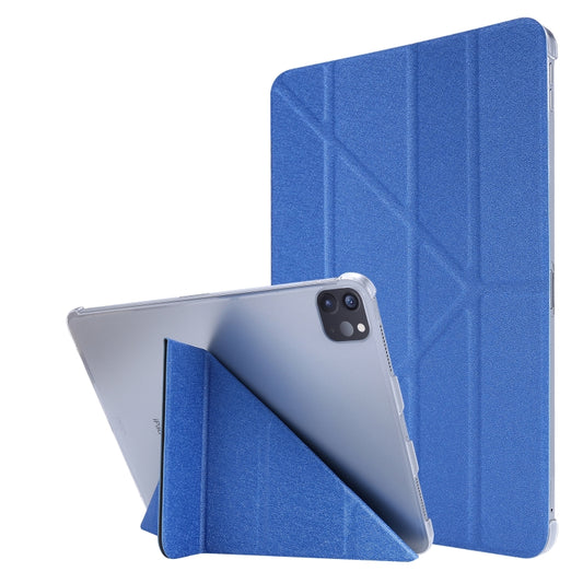 Silk Texture Deformation Flip Leather Case with Three-folding Holder For iPad Air 11 2024 / Air 2022 / 2020 10.9(Blue) - iPad Air (2022) / (2020) 10.9 Cases by buy2fix | Online Shopping UK | buy2fix