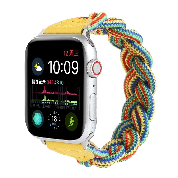 Elastic Woven Watch Band For Apple Watch Ultra 49mm&Watch Ultra 2 49mm / Series 9&8&7 45mm / SE 3&SE 2&6&SE&5&4 44mm / 3&2&1 42mm, Length:120mm(Yellow Green Orange) - Watch Bands by buy2fix | Online Shopping UK | buy2fix