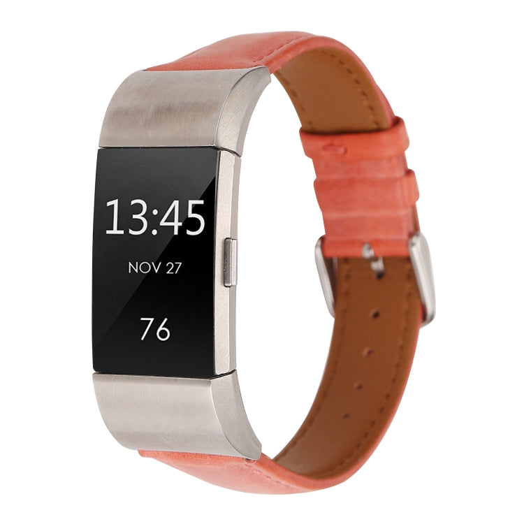 For Fitbit Charge 2 Fresh Style Leather Watch Band(Orange) - Watch Bands by buy2fix | Online Shopping UK | buy2fix