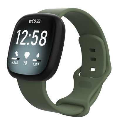 For Fitbit Versa 3 / Sense Silicone Watch Band, Size: S(Dark Green) - Watch Bands by buy2fix | Online Shopping UK | buy2fix