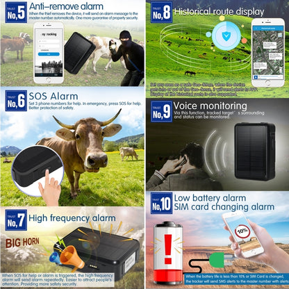 RF-V34 Sheep Cow Cattle Livestock IP67 Waterproof Solar GSM GPS WiFi Tracking without Fixed Bottom Plate, Support Voice Monitoring & Anti-remove Alarm & SOS - Pet Tracker by buy2fix | Online Shopping UK | buy2fix