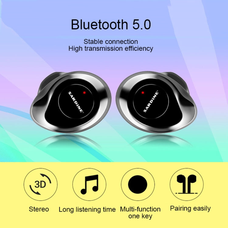 SARDiNE F8 TWS Bluetooth V5.0 Wireless Stereo Earphones with Charging Box(Grey) - TWS Earphone by SARDiNE | Online Shopping UK | buy2fix