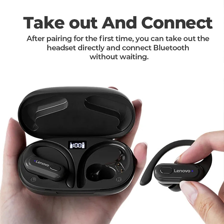 Lenovo XT60 Bluetooth 5.3 Ear-mounted Sports Wireless Bluetooth Earphone (Black) - Bluetooth Earphone by Lenovo | Online Shopping UK | buy2fix