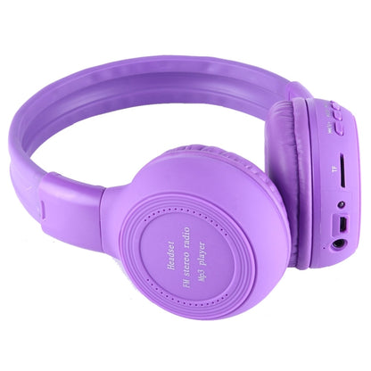 BS-N65 Headband Folding Stereo HiFi Wireless Headphone Headset with LCD Screen & TF Card Slot & LED Indicator Light & FM Function(Purple) - Headset & Headphone by buy2fix | Online Shopping UK | buy2fix