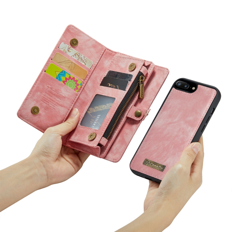 CaseMe for iPhone 8 Plus & 7 Plus   Multifunctional Leather Billfold with Detachable Magnetic PC Back Protective Case & Holder & 11 Card Slots & 3 Cash Slots & 1 Zipper Wallet & 2 Photo Frames & 3 Magnetic Clasps (Pink) - More iPhone Cases by CaseMe | Online Shopping UK | buy2fix