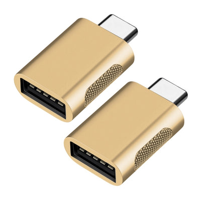 2 PCS SBT-158 USB-C / Type-C Male to USB 3.0 Female Zinc Alloy Adapter(Gold) - Converter & Adapter by buy2fix | Online Shopping UK | buy2fix