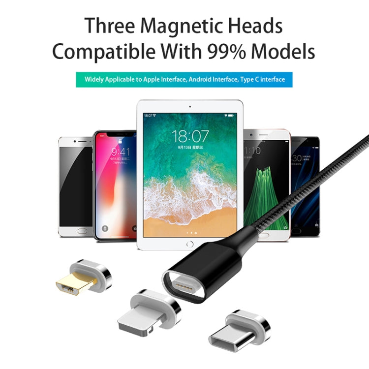 M11 3 in 1 5A USB to 8 Pin + Micro USB + USB-C / Type-C Nylon Braided Magnetic Data Cable, Cable Length: 1m (Black) - Charging Cable & Head by buy2fix | Online Shopping UK | buy2fix