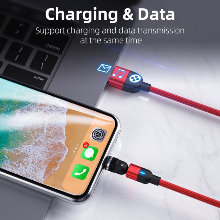 1m 3A Output 3 in 1 USB to 8 Pin + USB-C / Type-C + Micro USB 540 Degree Rotating Magnetic Data Sync Charging Cable(Red) - Charging Cable & Head by buy2fix | Online Shopping UK | buy2fix