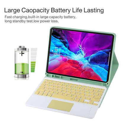 TG11BC Detachable Bluetooth Yellow Keyboard Microfiber Leather Tablet Case for iPad Pro 11 inch (2020), with Touchpad & Pen Slot & Holder (Green) - For iPad Pro by buy2fix | Online Shopping UK | buy2fix