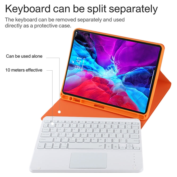 TG11BCS Detachable Bluetooth White Keyboard Microfiber Leather Tablet Case for iPad Pro 11 inch (2020), with Backlight & Touchpad & Pen Slot & Holder (Orange) - For iPad Pro by buy2fix | Online Shopping UK | buy2fix