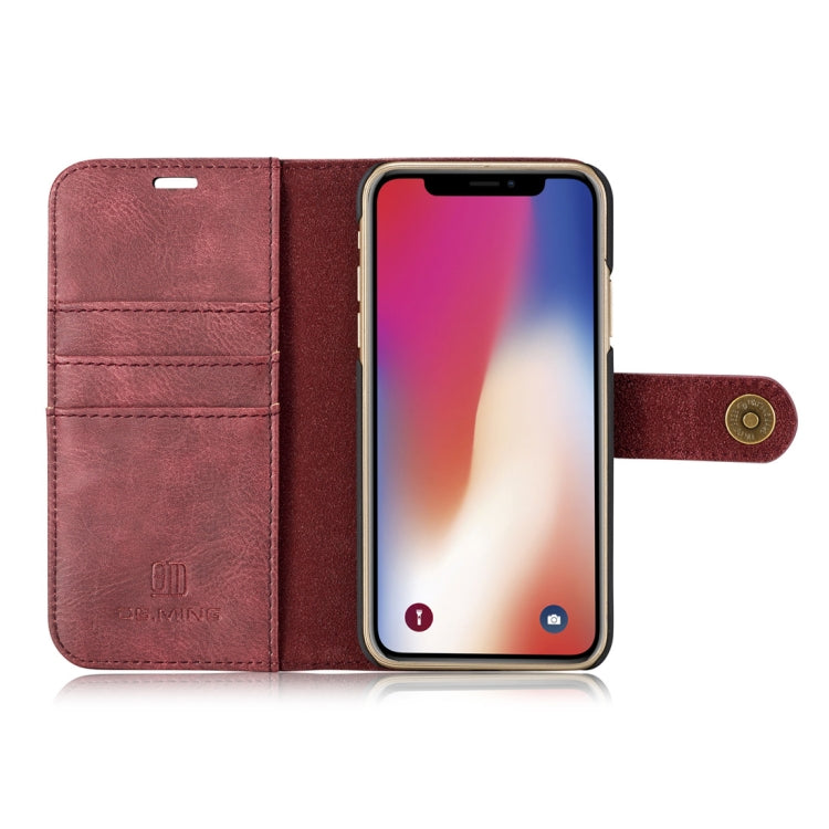 For iPhone X / XS DG.MING  Crazy Horse Texture Horizontal Flip Detachable Magnetic Protective Case with Holder & Card Slots & Wallet(Red) - More iPhone Cases by DG.MING | Online Shopping UK | buy2fix