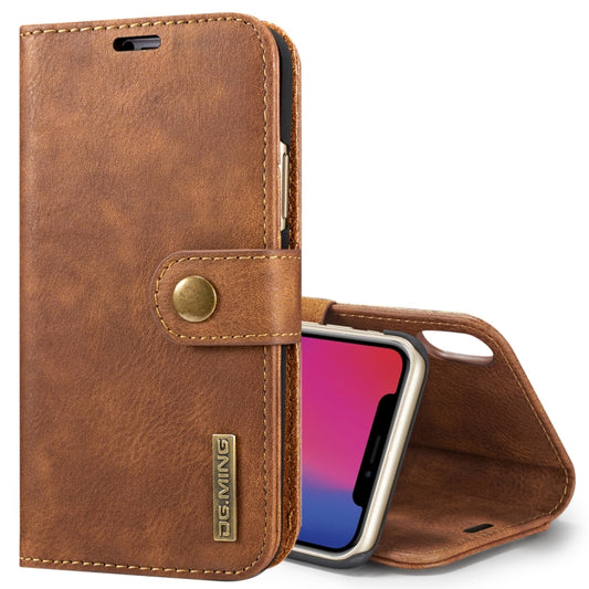 For iPhone X / XS DG.MING  Crazy Horse Texture Horizontal Flip Detachable Magnetic Protective Case with Holder & Card Slots & Wallet(Brown) - More iPhone Cases by DG.MING | Online Shopping UK | buy2fix