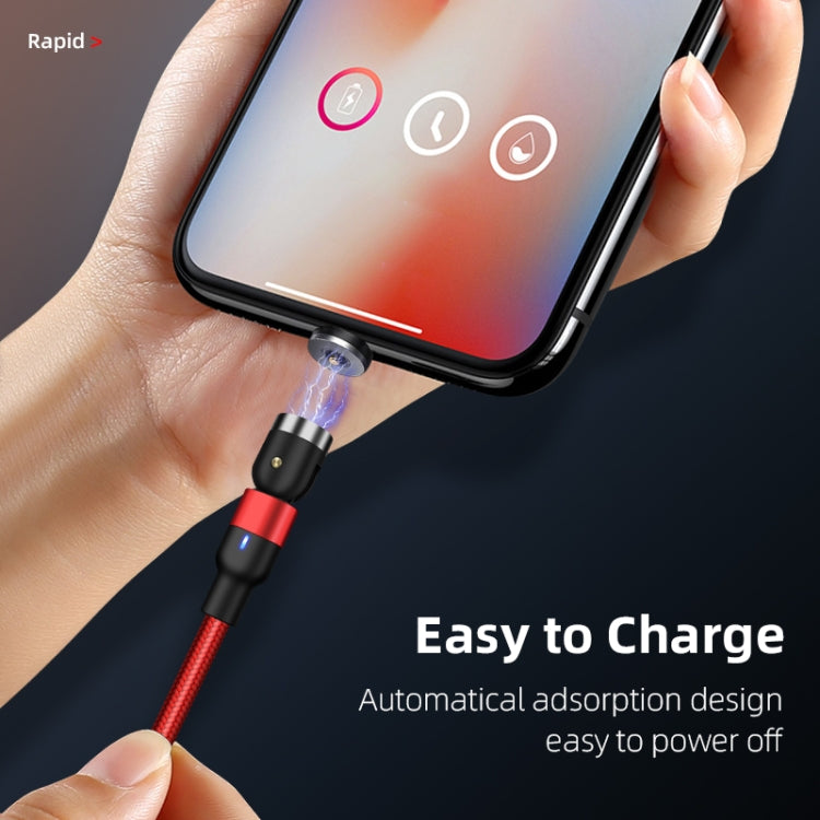 1m 2A Output 3 in 1 USB to 8 Pin + USB-C / Type-C + Micro USB Nylon Braided Rotate Magnetic Charging Cable (Red) - Charging Cable & Head by buy2fix | Online Shopping UK | buy2fix