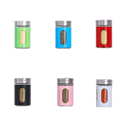 Stainless Steel Lid Glass Seasoning Jar Kitchen Supplies (White) - Condiment Bottles & Hip Flasks by buy2fix | Online Shopping UK | buy2fix