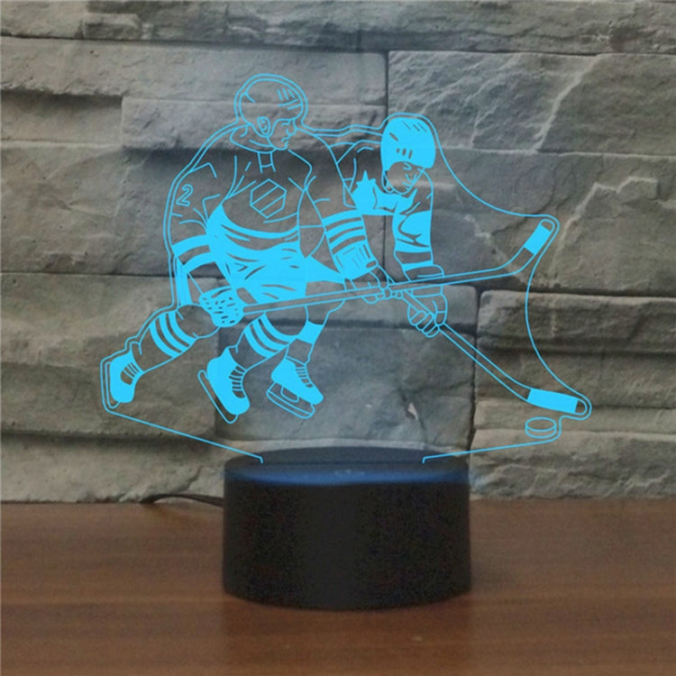 Playing Ice Hockey Shape 3D Colorful LED Vision Light Table Lamp, Crack Remote Control Version - Novelty Lighting by buy2fix | Online Shopping UK | buy2fix