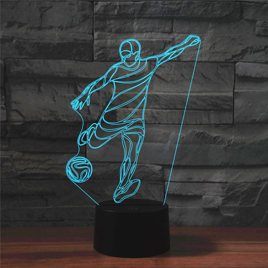 Playing Football Shape 3D Colorful LED Vision Light Table Lamp, Crack Remote Control Version - Novelty Lighting by buy2fix | Online Shopping UK | buy2fix