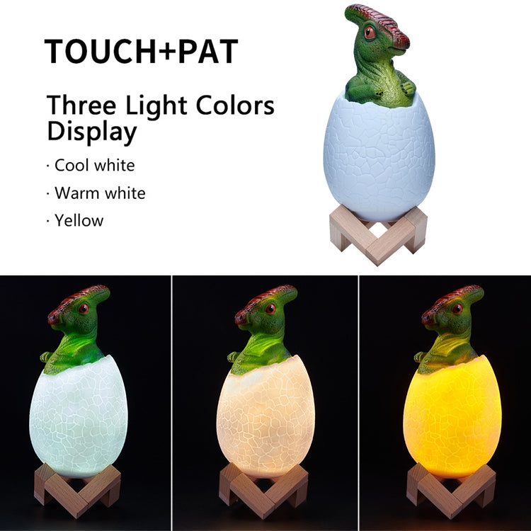 Parasaurolophus Shape Creative Touch 3D Decorative Night Light, 3-color Patting Version - Night Lights by buy2fix | Online Shopping UK | buy2fix