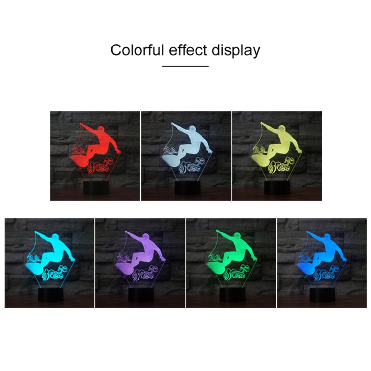 Surf Riding Shape 3D Colorful LED Vision Light Table Lamp, Charging Touch Version - Novelty Lighting by buy2fix | Online Shopping UK | buy2fix