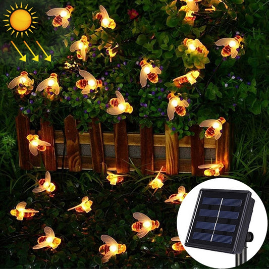 6.5m 30 LEDs Bee Solar Powered Warm White Outdoor Garden Decorative String Light Fairy Lamp with 100mA / 1.2V Solar Panel - Solar Lights by buy2fix | Online Shopping UK | buy2fix