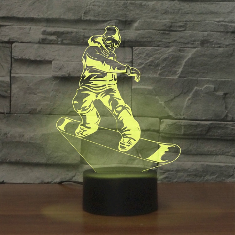 Skate Boy Shape 3D Colorful LED Vision Light Table Lamp, 16 Colors Remote Control Version - Novelty Lighting by buy2fix | Online Shopping UK | buy2fix
