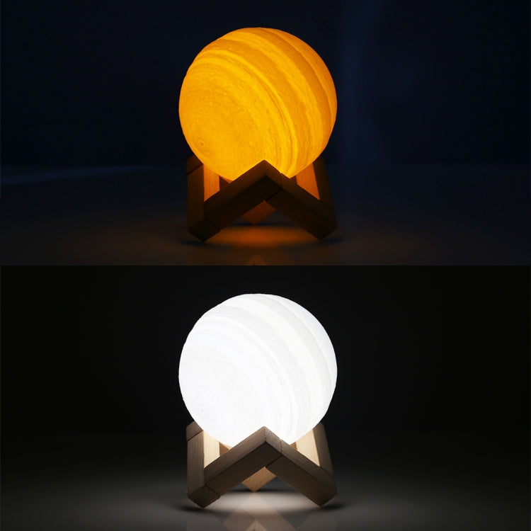 10cm Touch Control 3D Print Jupiter Lamp, USB Charging 2-Color Changing Energy-saving LED Night Light with Wooden Holder Base - Night Lights by buy2fix | Online Shopping UK | buy2fix