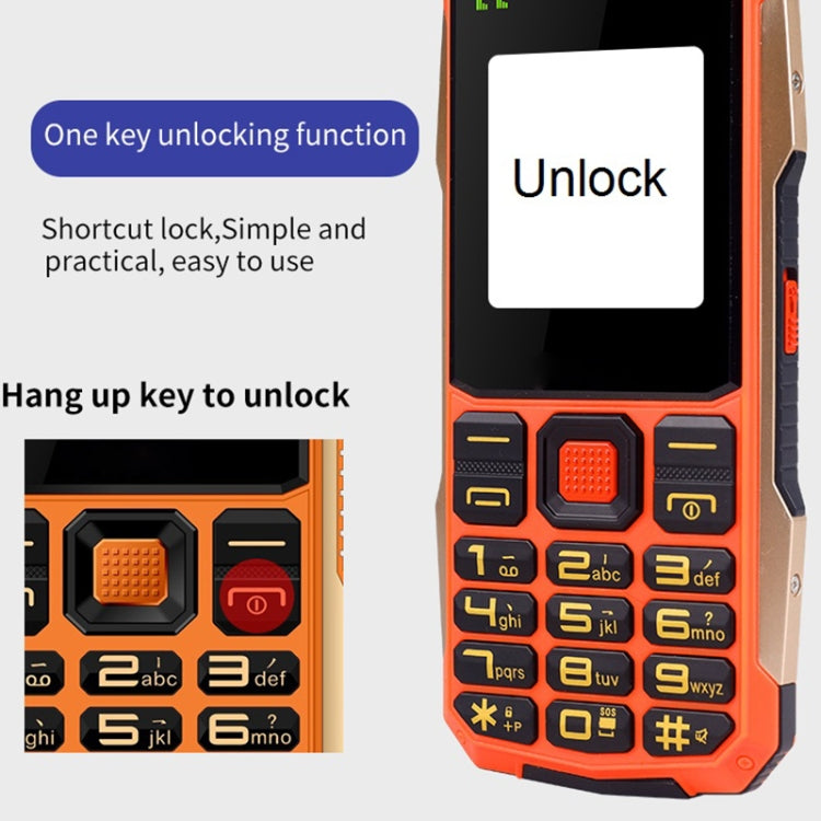 K1 Triple Proofing Elder Phone, Waterproof Shockproof Dustproof, 4800mAh Battery, 2.4 inch, 21 Keys, Bluetooth, LED Flashlight, FM, SOS, Dual SIM, Network: 2G (Orange) - Others by buy2fix | Online Shopping UK | buy2fix